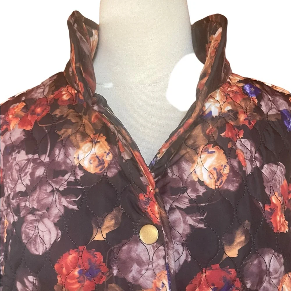 Cynthia Rowley‎ Quilted Floral Front Snap Down Jacket